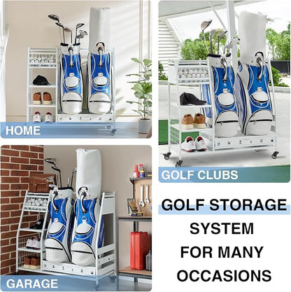 Lauren&Harold Golf Bag Organizer Garage Storage, Golf Storage Rack Stand Fits 2 - Image 7