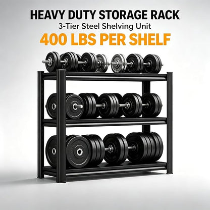Garage Shelving Small Bookshelf Storage Shelves Heavy Duty 1200LBS 3 tier - Image 4