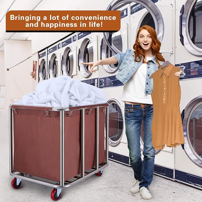 Commercial Laundry cart with Wheels, 400L Large Laundry Basket with Wheels - Image 4