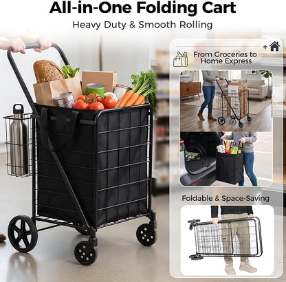 Foldable Shopping Utility Cart Portable Grocery Cart - Image 2