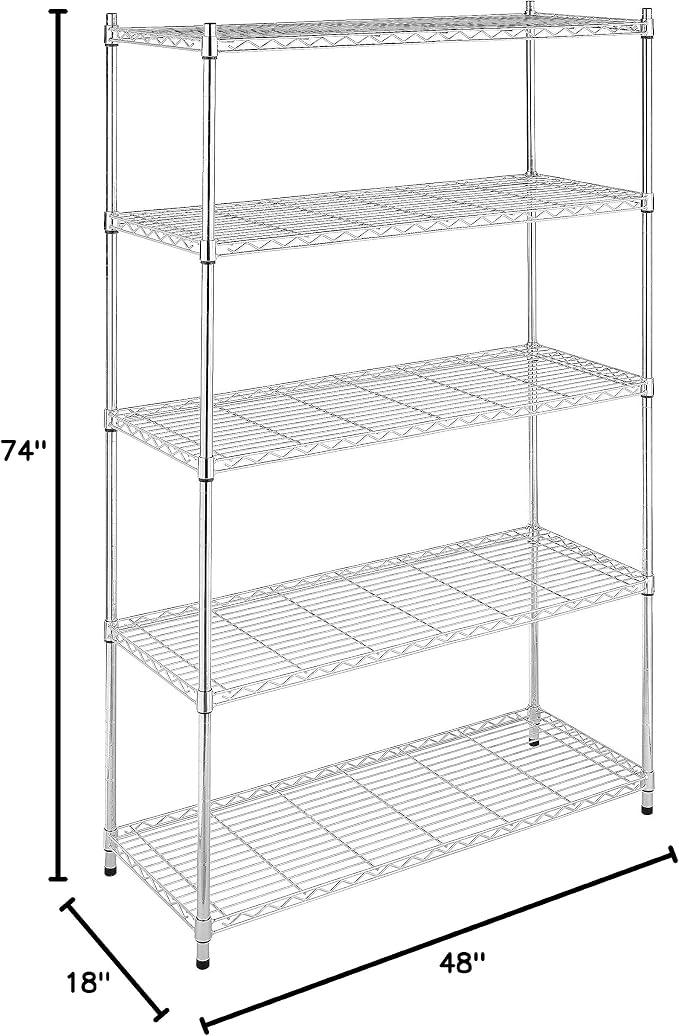Whitmor 5 Tier Heavy Duty Shelving Unit, Metal Storage Shelves, 500 lbs - Image 9
