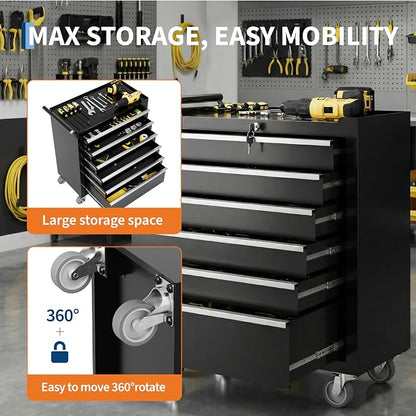 Garvee Rolling Tool Chest, 6 Drawers Tool Storage Cabinet, Toolbox - Image 4
