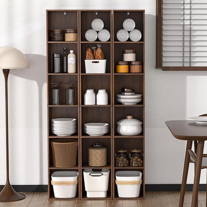 6 Cube Storage Organizer, Narrow Open Shelf Bookcase, Freestanding 6 Tier Low - Image 2