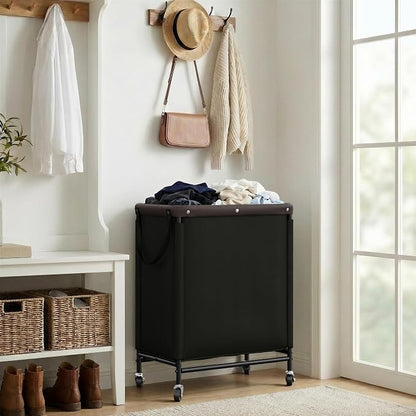 StorageWorks 2 Section Laundry Hamper, 100L Black Sorter Cart - Image 7