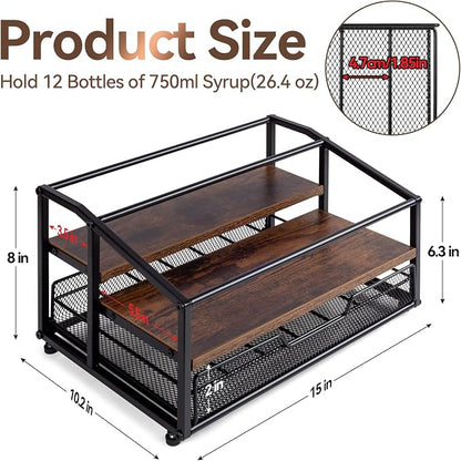 Coffee Syrup Rack Organizer, 3-Tier 8 Bottle Syrup Rack - Image 3