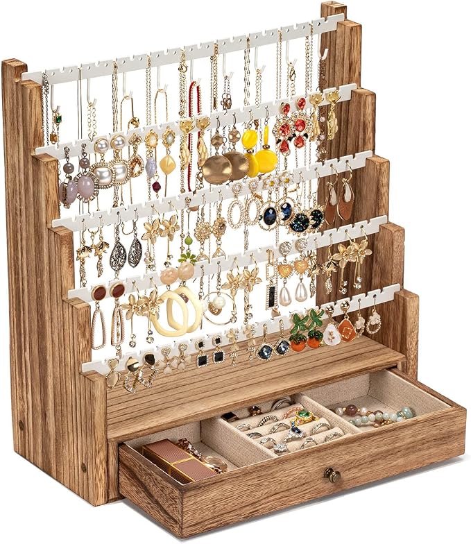 Pinzoveco Earring Organizer, 5 Layer Earring Holder Organizer by Pinzoveco