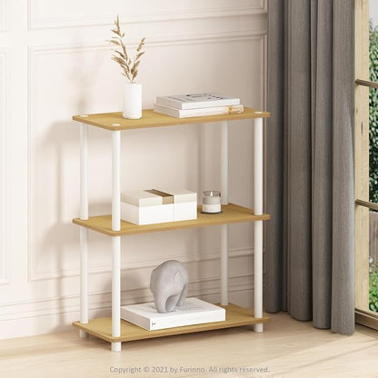 Furinno TURN-N-TUBE Storage Shelves, 3-Tier Book Shelf, Corner Shelf, Toolless - Image 2