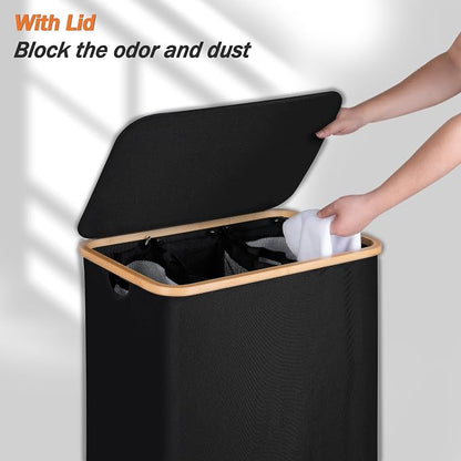efluky Laundry Hamper with Lid, Trio Laundry Hamper with 3 Removable Bags - Image 3