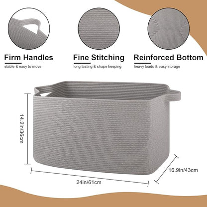 Extra Large Blanket Basket, Rectangle Nursery Blanket Storage - Image 2