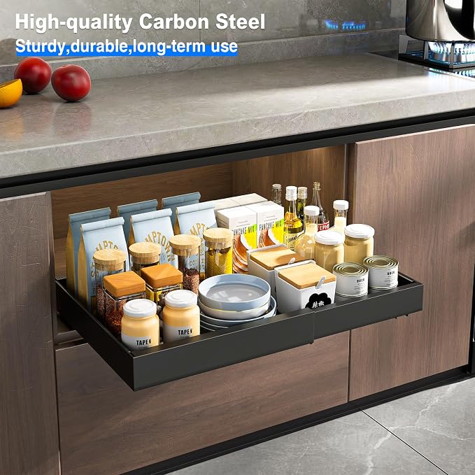 Mustorn 2 Pack Pull Out Cabinet Organizer, Expandable Slide Out Drawers - Image 7