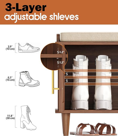 Akxomel Rattan Shoe Storage Bench - Image 5