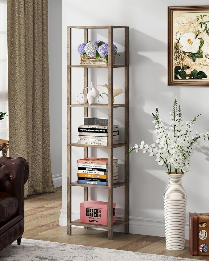 TUTOTAK Bookshelf, 6-Tier Tall Narrow Book Shelf - Image 7