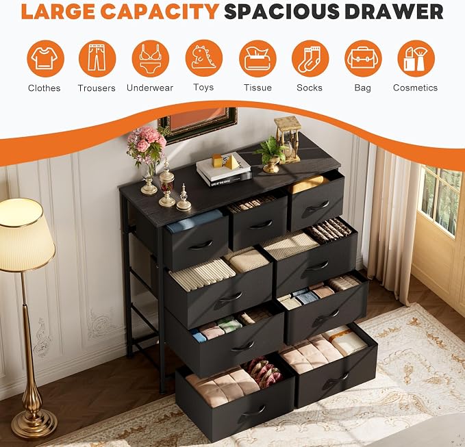 Sweetcrispy 9-Drawer Fabric Dresser Storage Tower - Image 4