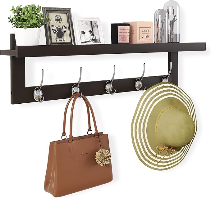 SMIBUY Coat Hooks with Shelf Wall-Mounted, 29.2 Inch Entryway Coat Rack by SMIBUY