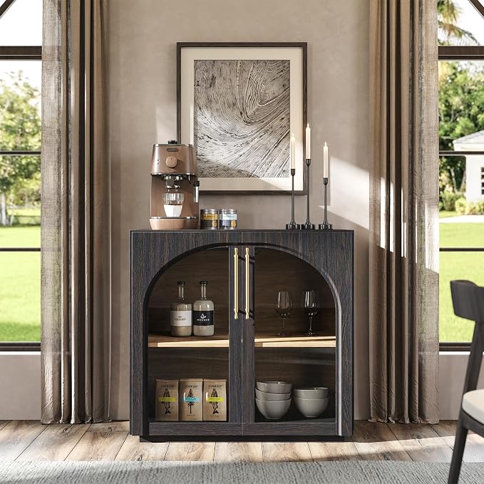 Buffet Cabinet with Glass Doors, 31.5'' W Arched Display Credenza | Modular by MorganBrig