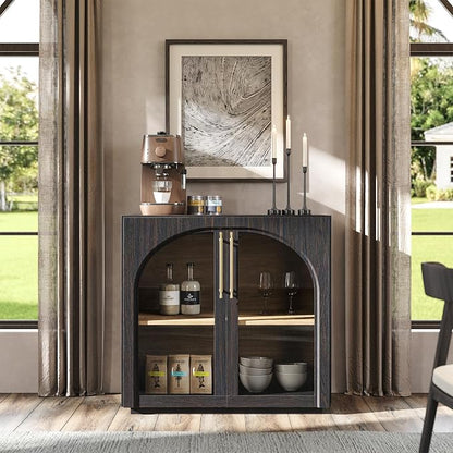 Buffet Cabinet with Glass Doors, 31.5'' W Arched Display Credenza | Modular by MorganBrig