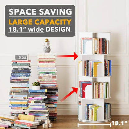 SpaceAid Cross Style 4 Tier Rotating Bookshelf, Spinning 360 Bookcase Lazy - Image 3