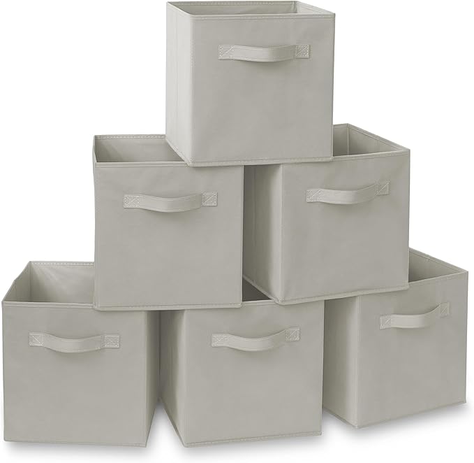 Casafield Set of 6 Collapsible Fabric Cube Storage Bins, Light Gray by Casafield