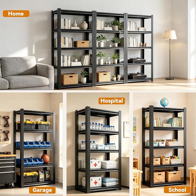SAWJEC Garage Shelving Unit, Compact Heavy Duty Metal Shelving, Adjustable - Image 3