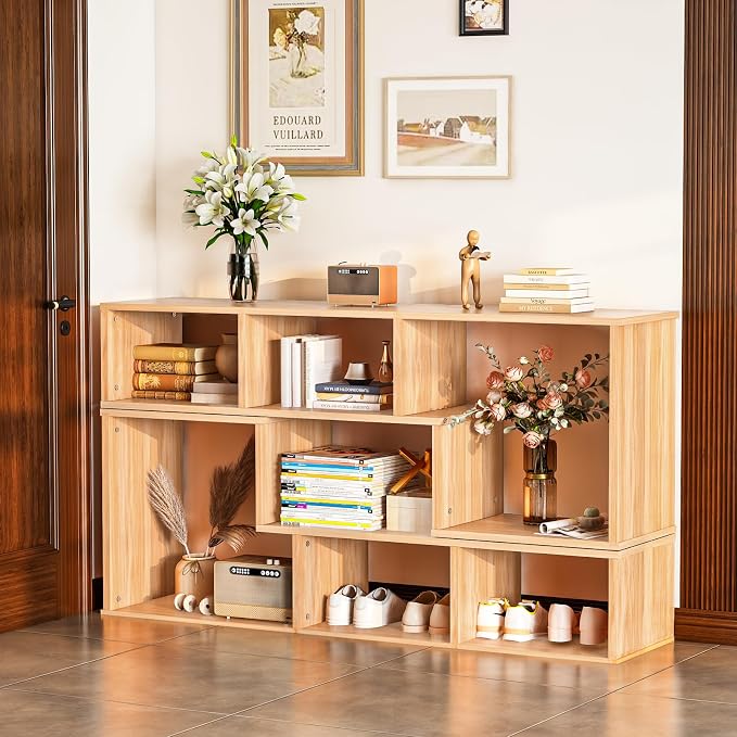 Recaceik Cube Bookshelf 2 Shelf Bookcase L-Shaped TV Console Stand Modern - Image 3