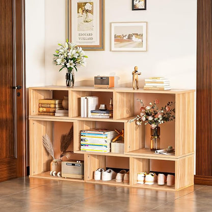 Recaceik Cube Bookshelf 2 Shelf Bookcase L-Shaped TV Console Stand Modern - Image 3