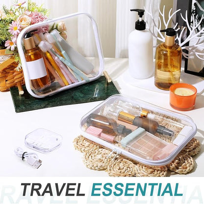 Hoolerry 4 Pcs Hard Clear Zipper Case Makeup Bags Plastic Pencil Pouch - Image 7