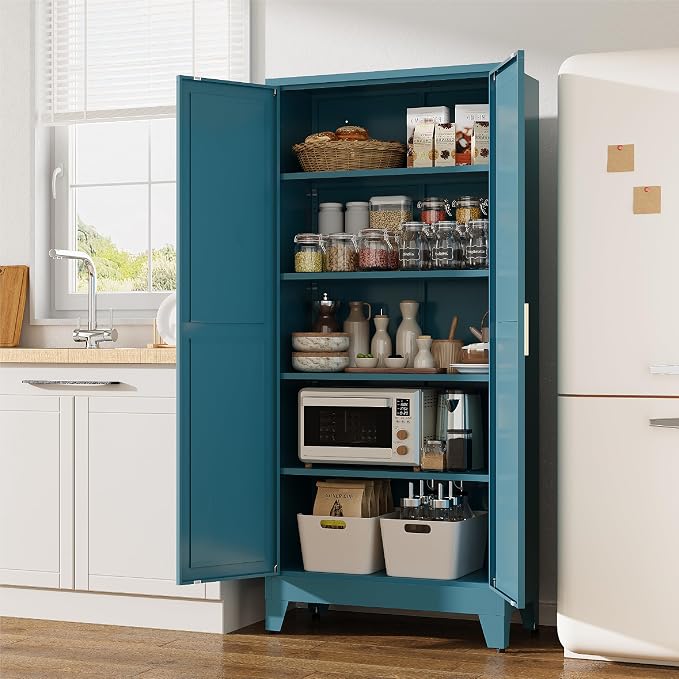 71" H Kitchen Pantry Storage Cabinet, Farmhouse Pantry Cabinet, Tree Doors - Image 2