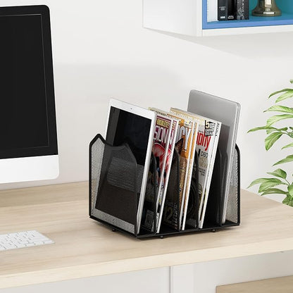 Simple Trending Mesh Desktop File Sorter Organizer, 5-Section Bookshelf - Image 3