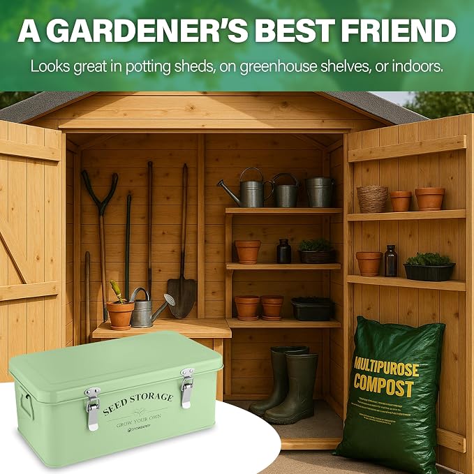 Seed Storage Box Organizer – Green Garden Seeds Tin - Image 7