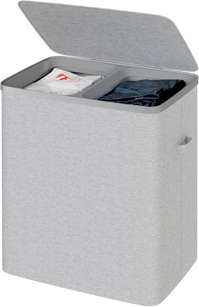Dual Section 90 liter/23.8 gallon Laundry Hamper Separation Basket by Whitmor