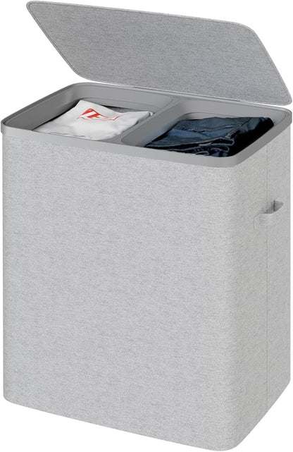 Dual Section 90 liter/23.8 gallon Laundry Hamper Separation Basket by Whitmor