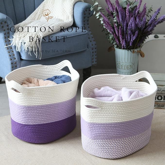 Sea Team Oval Large Cotton Rope Woven Storage Basket - Image 2
