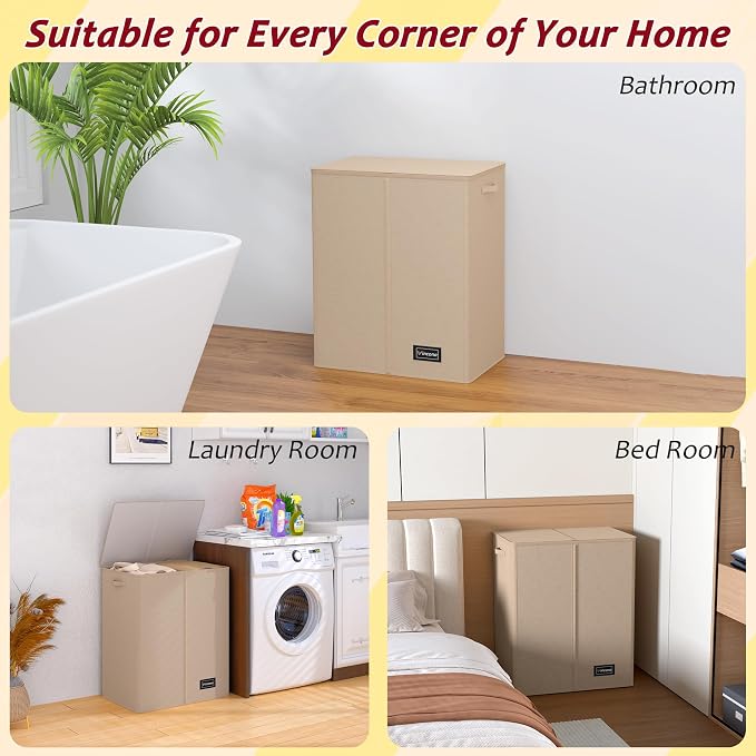150L Laundry Hamper 2 Section, Large Laundry Hamper - Image 7