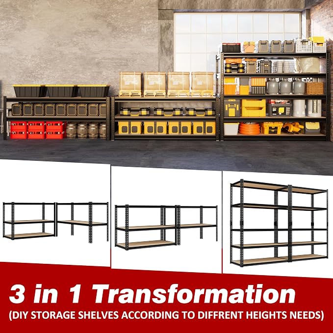 48" W Garage Shelving 3030LBS Storage Shelves 5 Tier Heavy Duty Shelving - Image 7