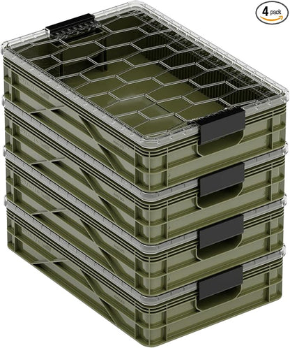 SIDIO Quarter Crate 4 Pack of Stackable Storage Bins by Sidio