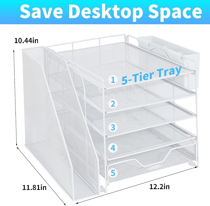 Desk Organizers and Accessories, 5-Tier Paper Letter Tray Organizer - Image 2