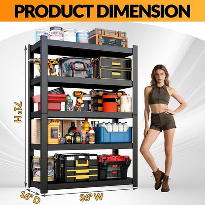 Metal Garage Storage Shelves Heavy Duty Shelving Unit 5 Tier Steel Adjustable - Image 3