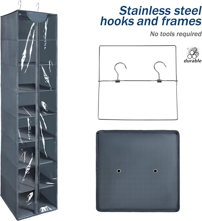 Libeder Hanging Closet Organizer, 8-Shelf Wardrobe Clothes Storage Organizer - Image 6