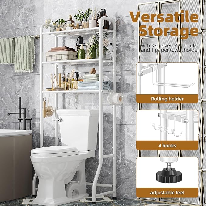 Simple Trending Over The Toilet Storage Rack, Metal 3 Tier Bathroom Organizer - Image 6