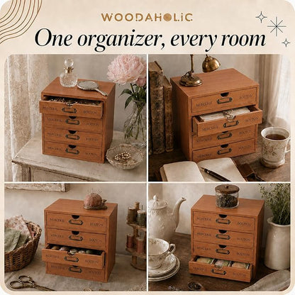 Modular Stackable Apothecary Cabinet 4 Drawer Desk Organizer - Image 5