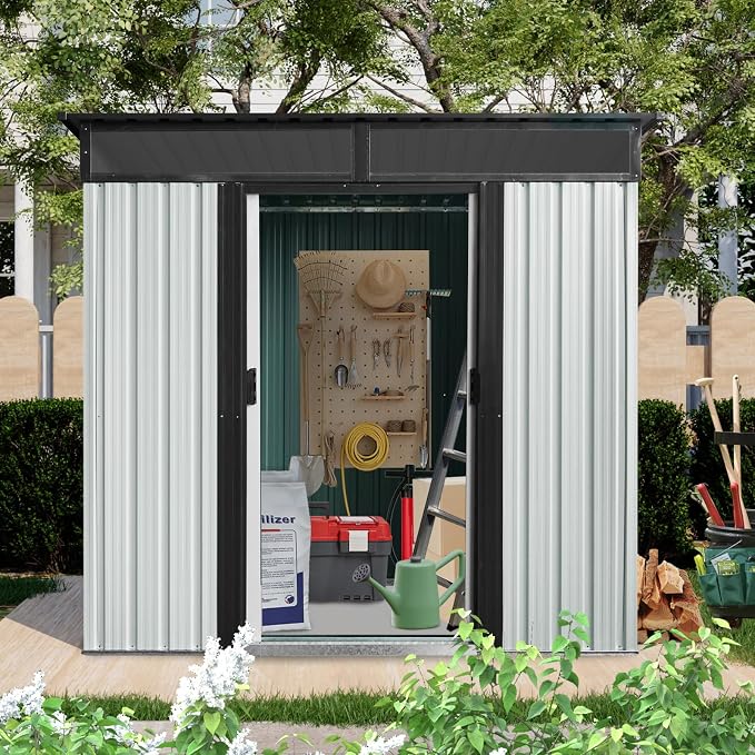 Outdoor Metal Storage Shed Window Ventilation Foundation Frame Waterproof - Image 3