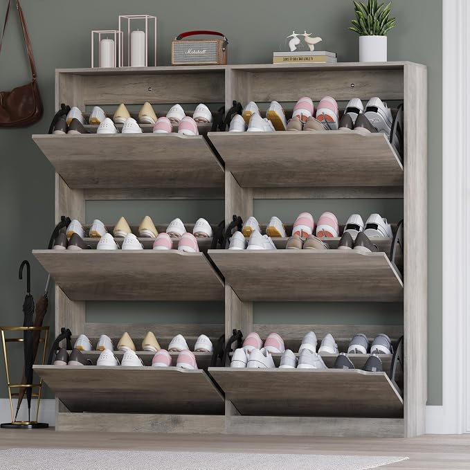 BORNOON Shoe Cabinet with 6 Flip Drawers, Slim Narrow Shoe Storage Cabinet - Image 7