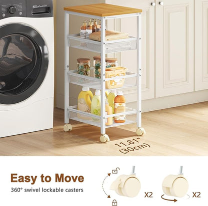 Hoctieon Rolling Storage Cart, 4-Tier Wide Panel Rolling Kitchen Storage Cart - Image 6