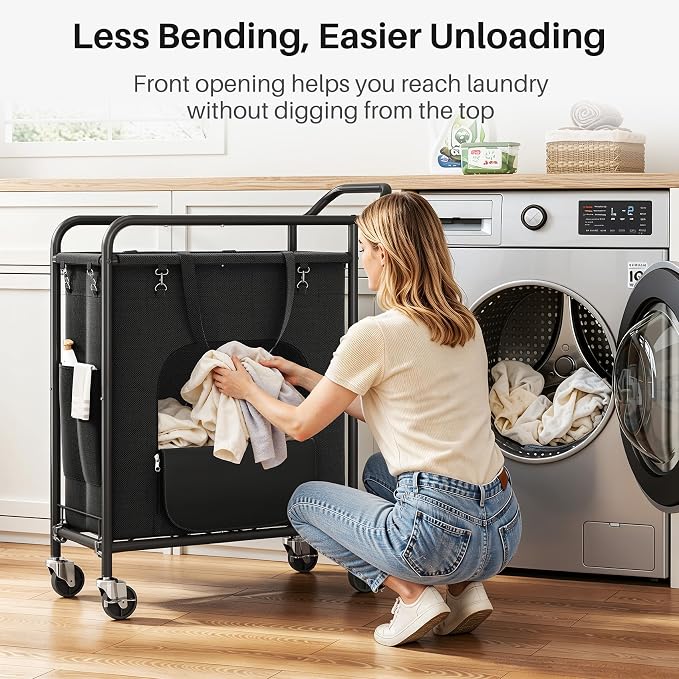 Laundry Basket with Wheels, Rolling Laundry Hamper with 38.4" Tall Handle - Image 5