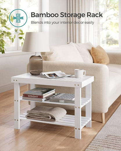 SONGMICS Shoe Rack Bench, 3-Tier Bamboo Shoe Storage Organizer, Entryway Bench - Image 7