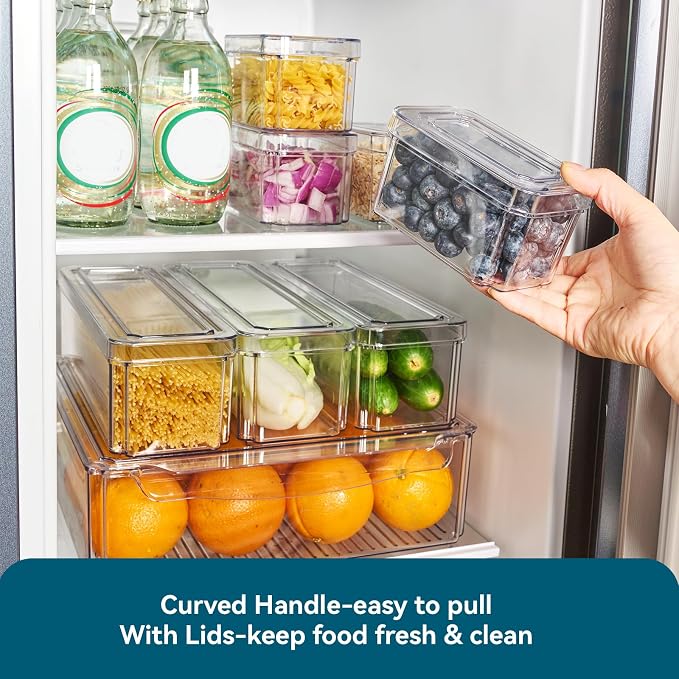 10 Pack Clear Fridge Organizer, Stackable Refrigerator Organizer Bins - Image 3