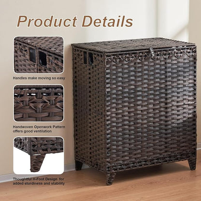 Laundry Hamper with Lid, 190L Large Laundry Basket 3 Section with 6 Removable - Image 6