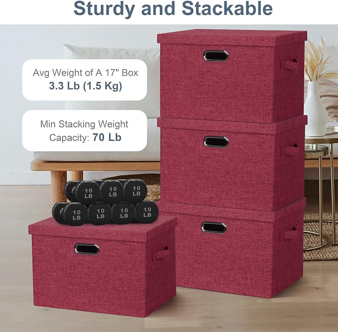 Large 17" 36 Quart Collapsible Stackable Storage Bins - Image 3