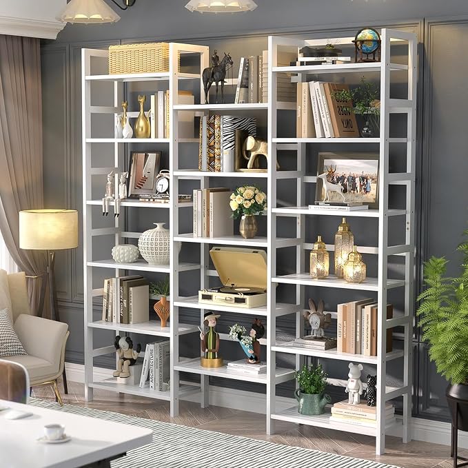 Homykic Bamboo Triple Wide Bookshelves and Bookcases, 6-Tier Shallow Open by Homykic