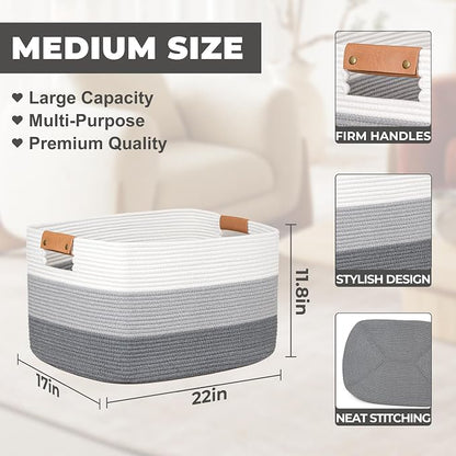 danpinera Blanket Basket, 72L Rectangle Large Basket - Image 2